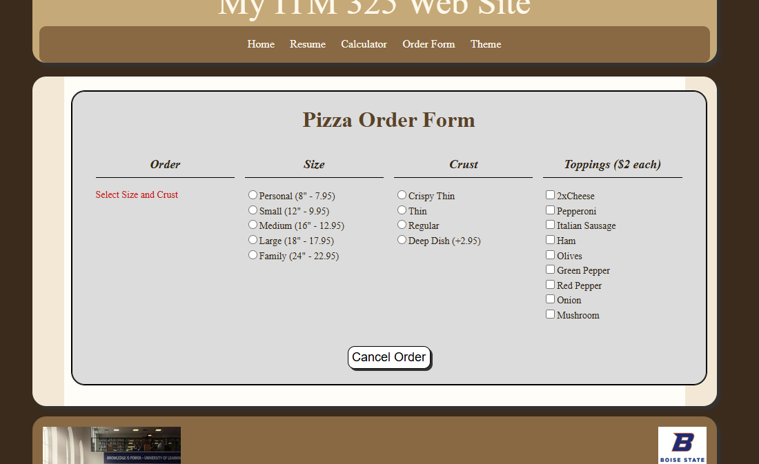 ITM Course Website Screenshot