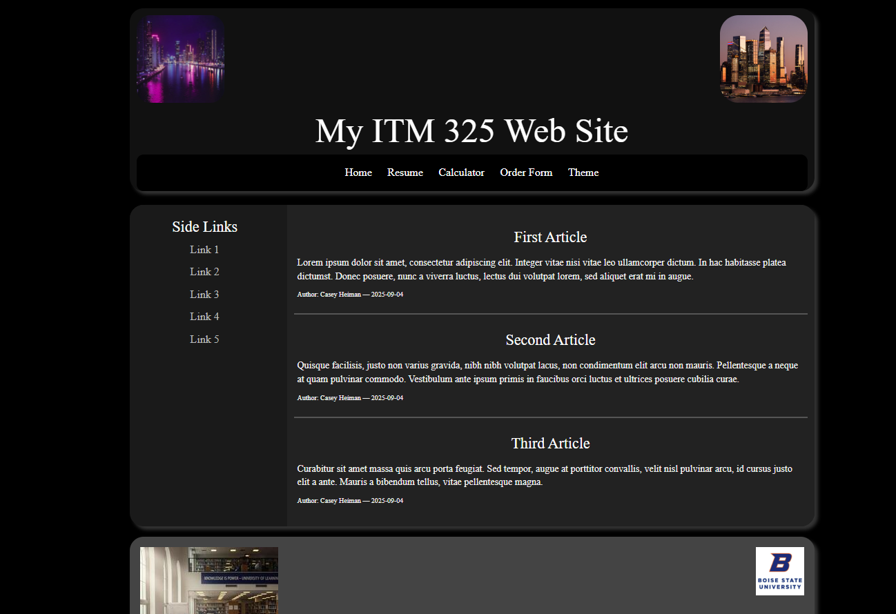 ITM Course Website Screenshot